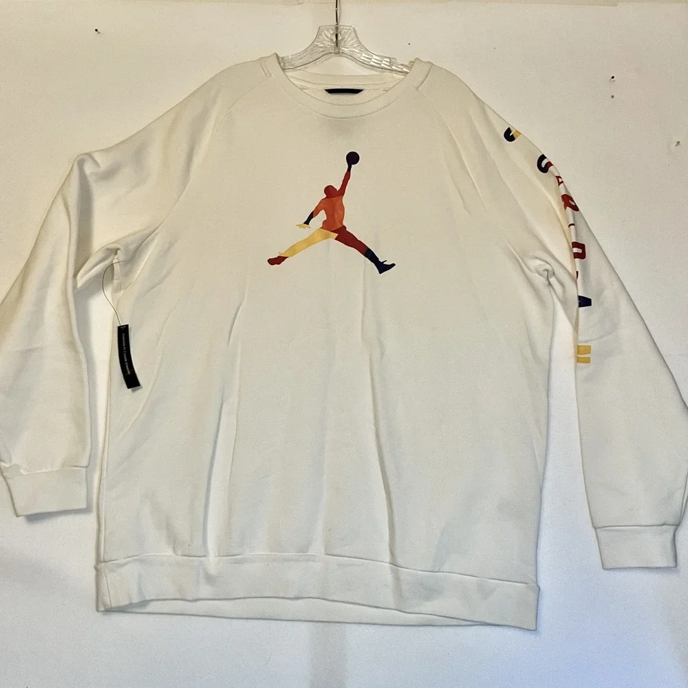 NWT Air Jordan Jump Man Rival Crew Sweat Shirt Long Sleeve White XXL Mens